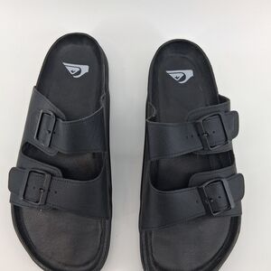 Quiksilver Men's Black Double-Buckle Slide Sandals with Logo